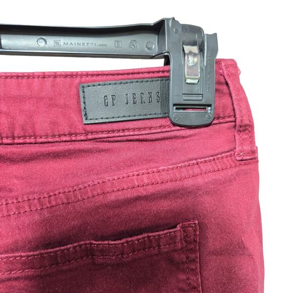 CP Jeans Dark Cherry Red Mid Rise Stretch Colored Denim Skinny Jeans Size 5 - Picture 8 of 10